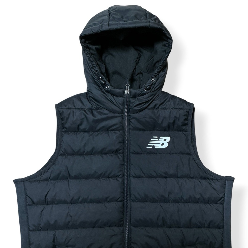 New Balance Puffer Vest Women Large Black Full Zip Hoodie Pockets NWT - Picture 6 of 16